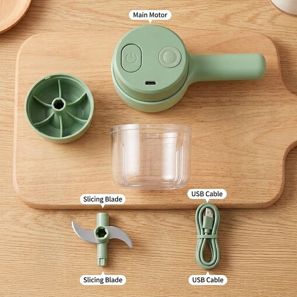 4-in-1 Electric Vegetable Cutter, Slicer, Grater, Chopper