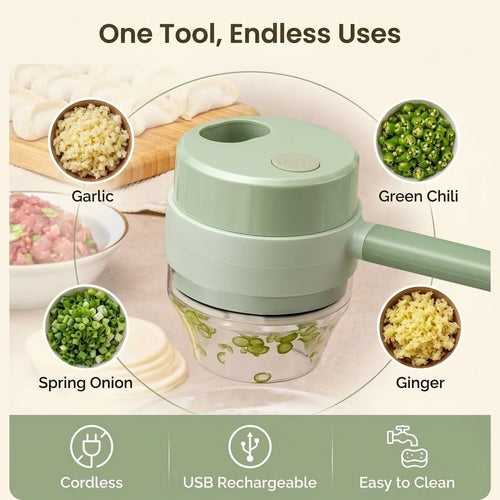 4-in-1 Electric Vegetable Cutter, Slicer, Grater, Chopper