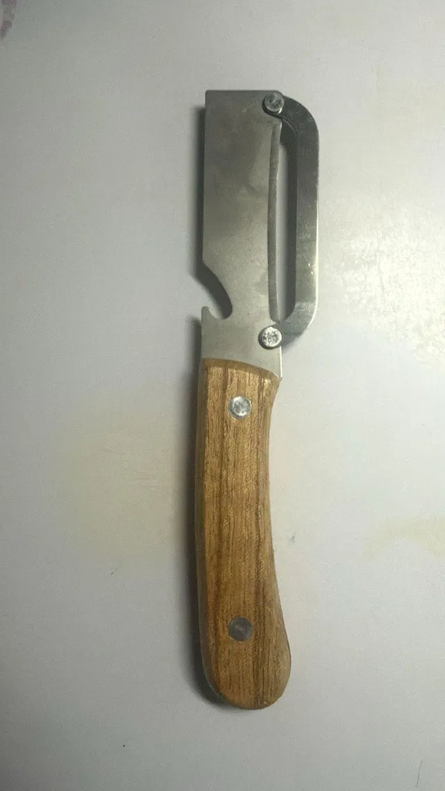 Kitchen Peeler with Wooden Handle & Bottle Opener